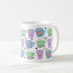 Cute Coffee Lovers Container Drawings Pattern Koffiemok
