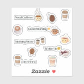 Cute Coffee Mood Sticker Sheet (Feuille)