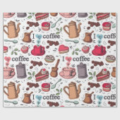 Cute Coffee Pattern Cadeaupapier (Vlak)