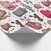 Cute Coffee Pattern Cadeaupapier (Hoek)