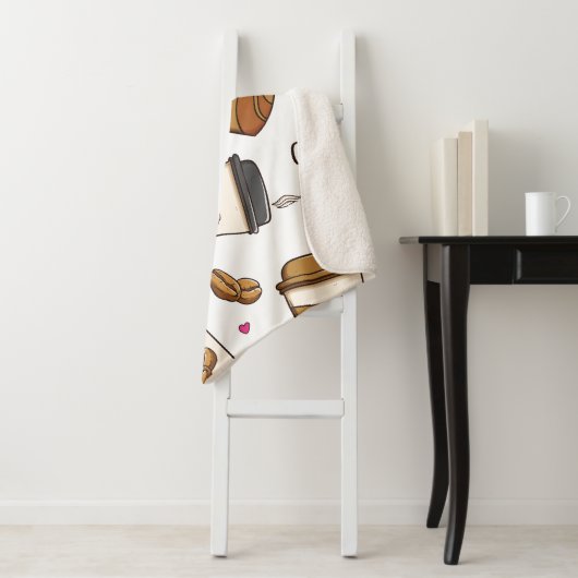 Cute Coffee Pattern Sherpa Blanket Soft & Cozy Sherpa Deken (In situ)