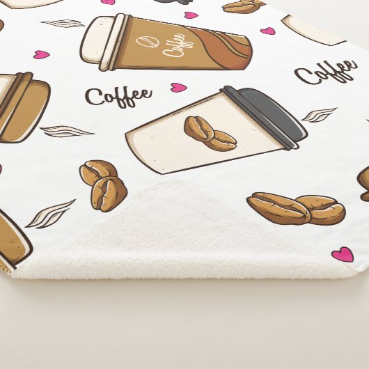Cute Coffee Pattern Sherpa Blanket Soft & Cozy Sherpa Deken (3/4)