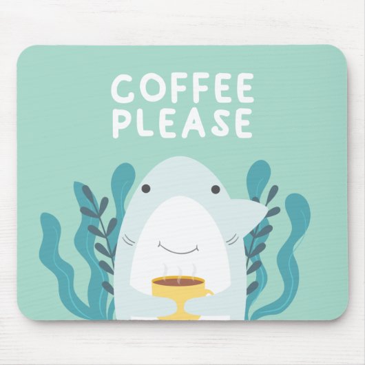 Cute Coffee Shark Muismat (Voorkant)