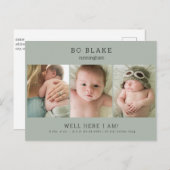 Cute Collage Photo Sage Baby Faire-part de naissan (Devant / Derrière)