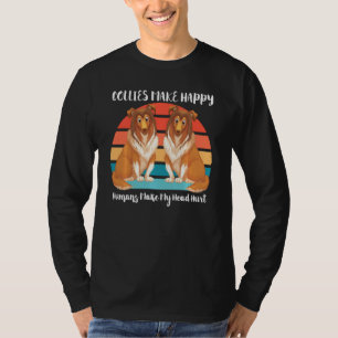 Cute Collie Dog maakt me een fijne  Retro Sunset T-shirt