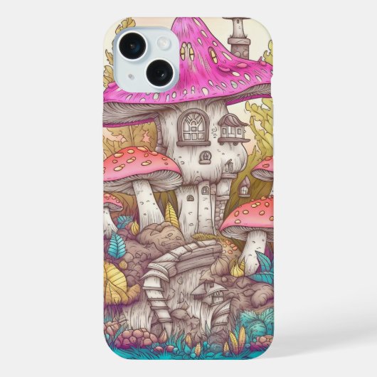 Cute Coloré Mushroom House Art (Verso)