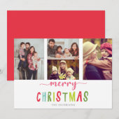 Cute Colorful 4 Photo Merry kerstkaart (Voorkant / Achterkant)