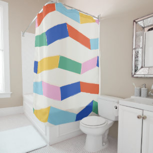 Cute Colorful Abstract Geometric Chevron Pattern Douchegordijn