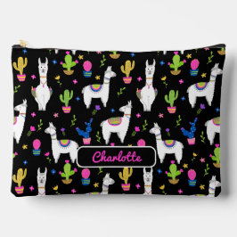 Cute Colorful Alpaca Cactus Custom Name Black Etui