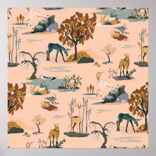 Cute & Colorful Animal & Unicorns Patroon Poster