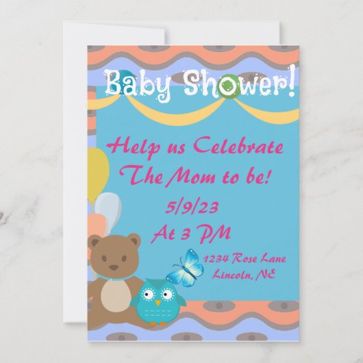 Cute Colorful Baby shower Invitation Kaart (Voorkant)