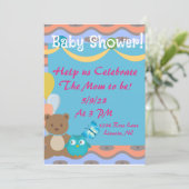Cute Colorful Baby shower Invitation Kaart (Staand voorkant)