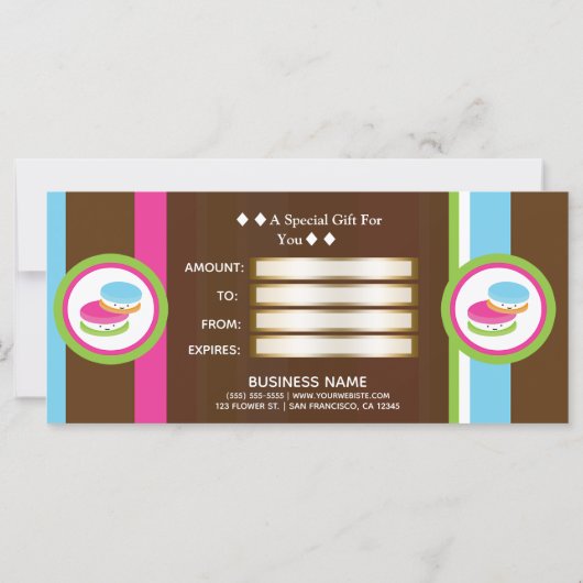 Cute Colorful Bakery Macaroons Cadeaubon (Achterkant)