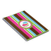Cute Colorful Bakery Macaroons Fun Stripe Notitieboek (Rechterzijde)
