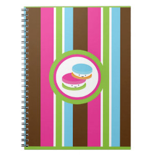 Cute Colorful Bakery Macaroons Fun Stripe Notitieboek