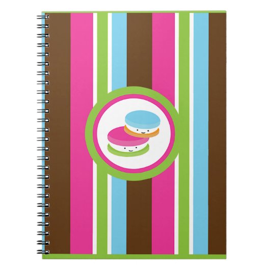 Cute Colorful Bakery Macaroons Fun Stripe Notitieboek (Voorkant)