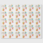 Cute Colorful Birthday Party Dinosaurs Cadeaupapier (Vlak)