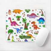 Cute Colorful Blue Green Pattern Dinosaur Muismat (Met muis)