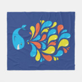 Cute Colorful Blue Whale Fleece Deken (Voorkant (Horizontaal))