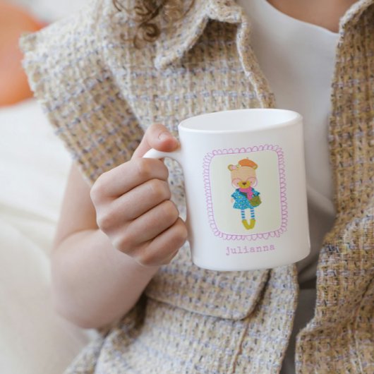 Cute Colorful Boho Hipster Beer Illustratienaam Koffiemok