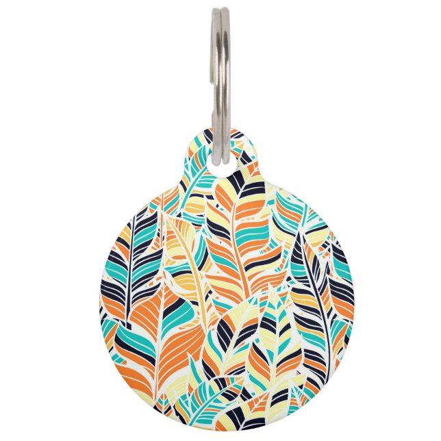 Cute colorful boho leaves pattern huisdierpenning (Voorkant)