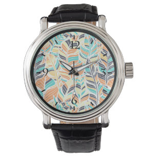 Cute colorful boho vertrekt patroon horloge