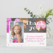 Cute Colorful Bubbles Chalkboard Girly Photo Bedankkaart (Staand voorkant)