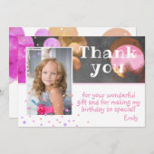 Cute Colorful Bubbles Chalkboard Girly Photo Bedankkaart (Voorkant / Achterkant)