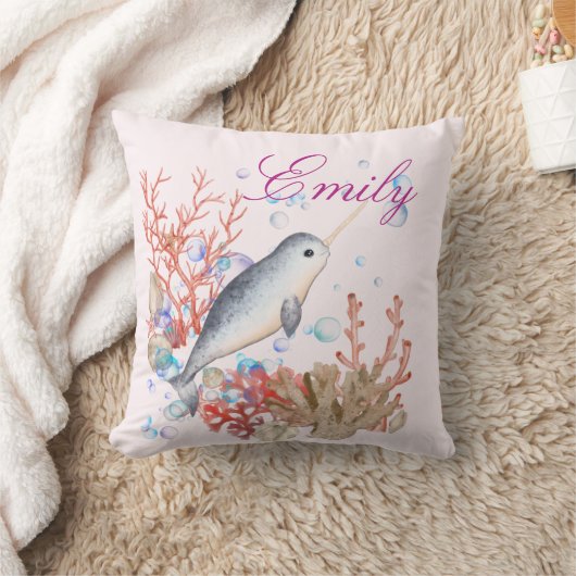 Cute colorful Bubbles Ocean baby Narwhal Kussen (Deken)