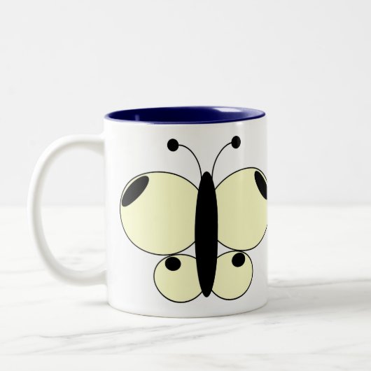 Cute Colorful Butterfly Mok - Large White (Links)