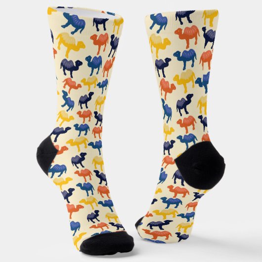 Cute Colorful Cartoon Camels Pattern Sokken (Gebogen)