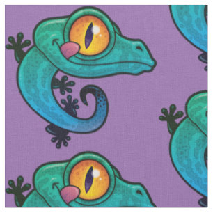 Cute Colorful Cartoon Gecko Stof