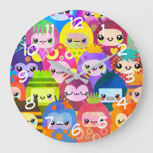 Cute Colorful Cartoon People Characters Grote Klok
