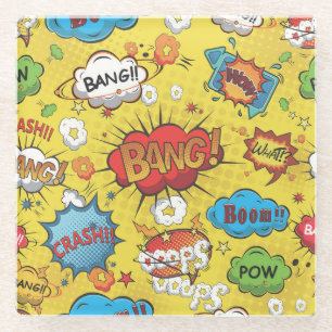 Cute Colorful Cartoon Speech Bubbles Glazen Onderzetter
