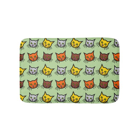 Cute Colorful Cat Face Pattern Bath Mat (Voorkant)