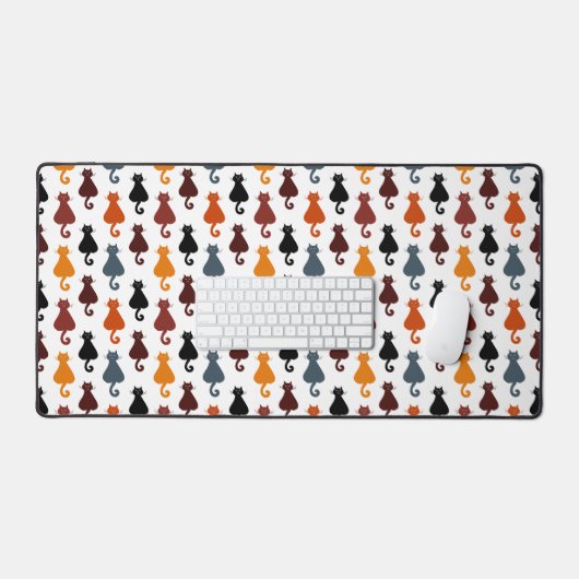 Cute Colorful Cat Pattern Bureaumat (Keyboard & Muis)