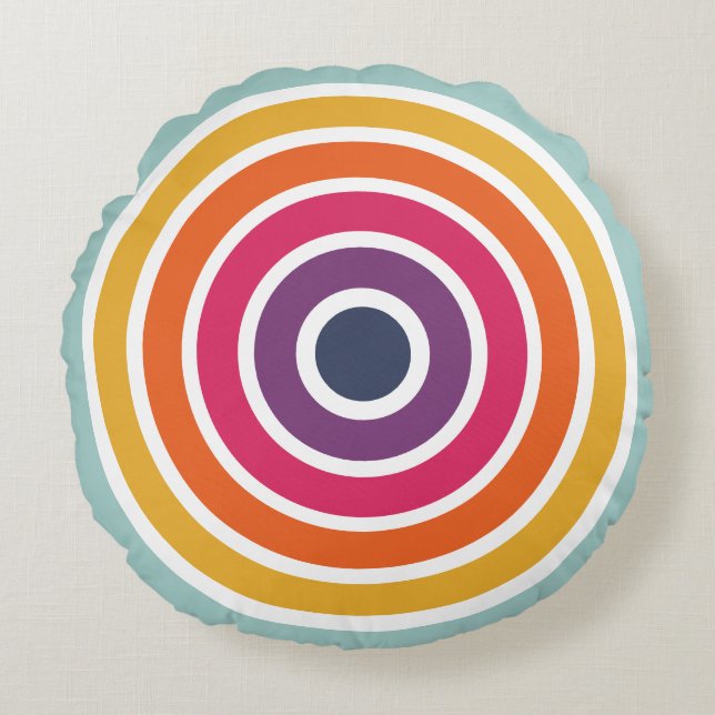 Cute Colorful Circles Patroon Rond Kussen (Voorkant)