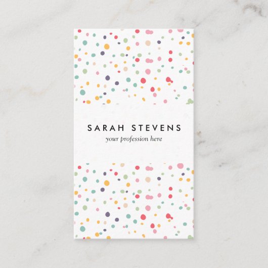 Cute Colorful Confetti Stippen Patroon Visitekaartje (Voorkant)
