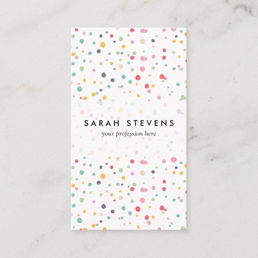 Cute Colorful Confetti Stippen Patroon Visitekaartje (Voorkant)
