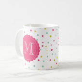 Cute Colorful Confetti Stippen Pattern Monogram Mo Koffiemok (Voorkant links)