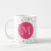 Cute Colorful Confetti Stippen Pattern Monogram Mo Koffiemok (Links)