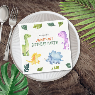 Cute Colorful Dinosaur Kids Birthday Party Servet