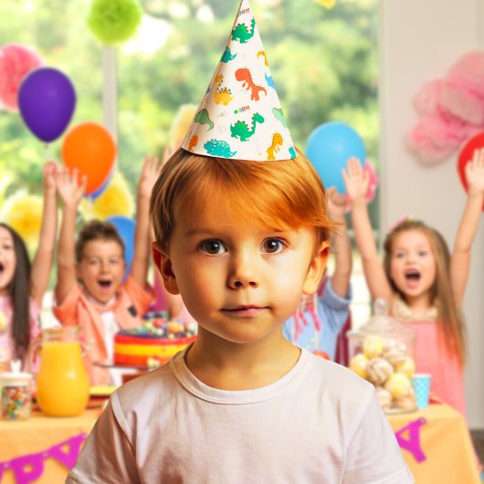 Cute Colorful Dinosaurs Illustrated Pattern Feesthoedjes