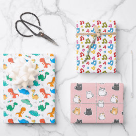 Cute Colorful Dinosaurs Illustrated Pattern Inpakpapier Vel