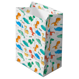 Cute Colorful Dinosaurs Illustrated Pattern Medium Cadeauzakje
