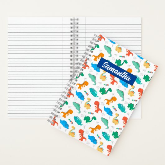 Cute Colorful Dinosaurs Illustrated Pattern Notitieboek (Binnen)
