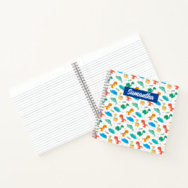 Cute Colorful Dinosaurs Illustrated Pattern Notitieboek