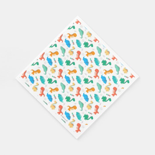 Cute Colorful Dinosaurs Illustrated Pattern Servet (Hoek)