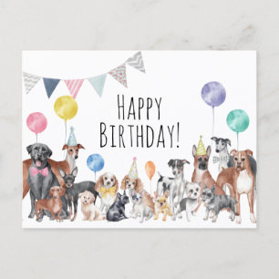 Cute Colorful Dog Happy Birthday Briefkaart