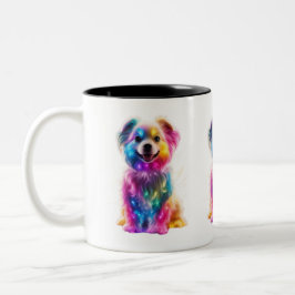 Cute Colorful Dog Tweekleurige Koffiemok